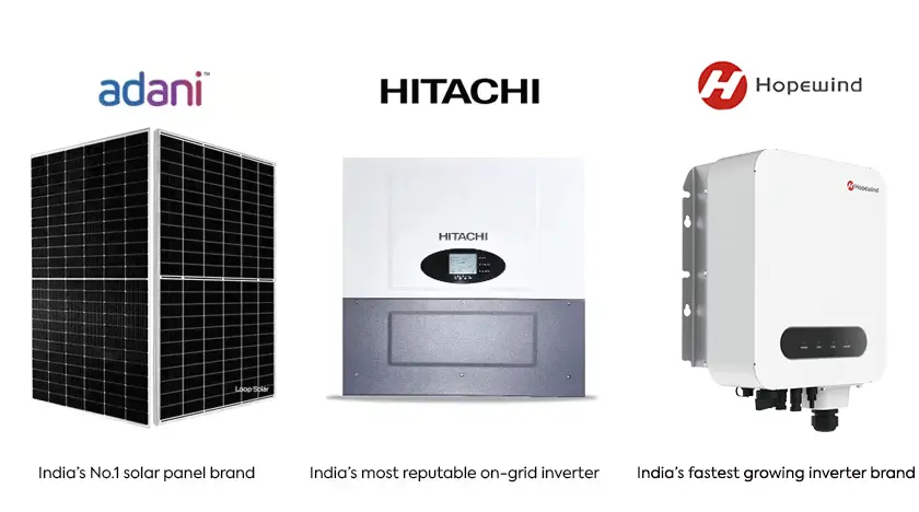 Solar panels and inverters in India - Adani Solar, Hopewind solar and Hitachi solar